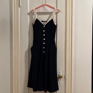 Navy Retro Midi Dress